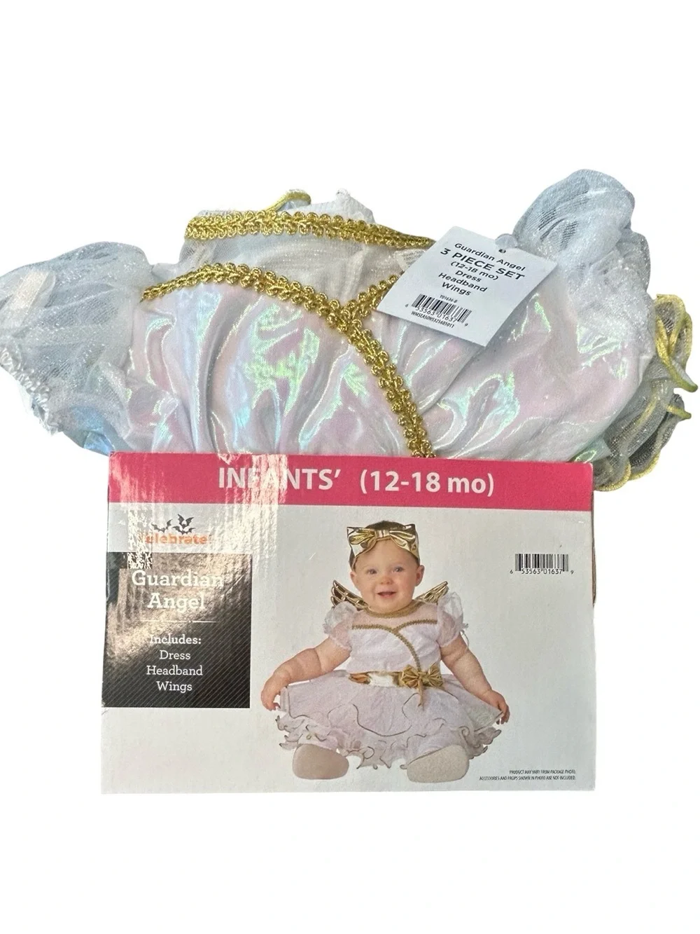Infants’ 12-18 months white & gold guardian angel 3 piece Halloween costume NEW